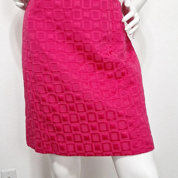 Madison Leigh Pink Preppy Square Pattern Romantic Sleeveless Sheath Dress Sz 12P - Picture 3 of 9
